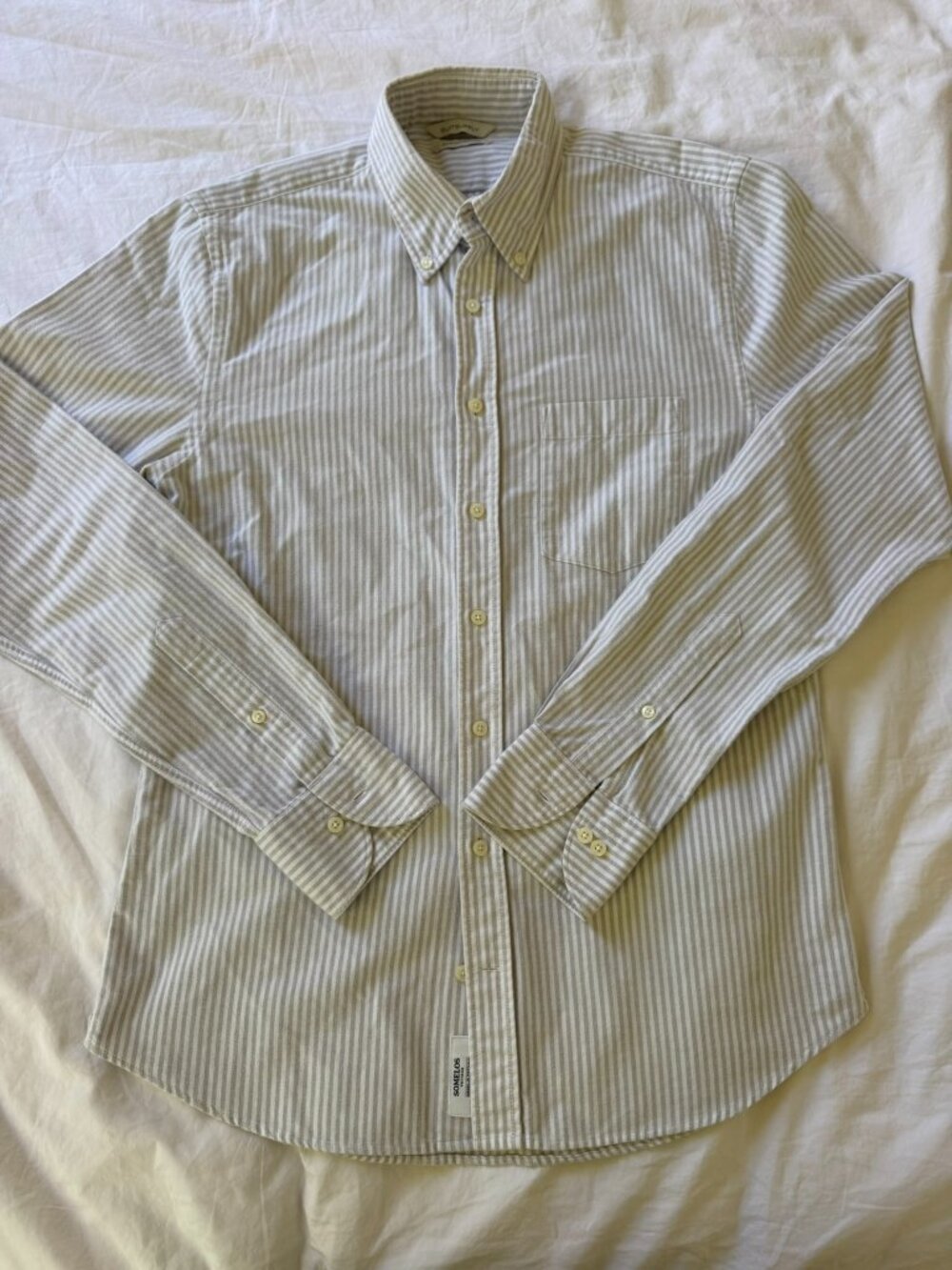 Men's S Suitsupply Light Gray Striped Oxford Shirt